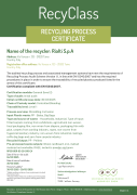 Rialty SpA RecyClass Certificate - Recycling Process