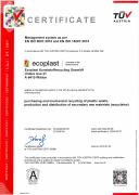 Ecoplast ISO 9001 and ISO 14001
