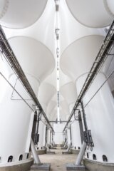 Specialized storage facilities for Queo PO Elastomers at the Borealis plastomers and elastomers production facility in Geleen, The Netherlands.